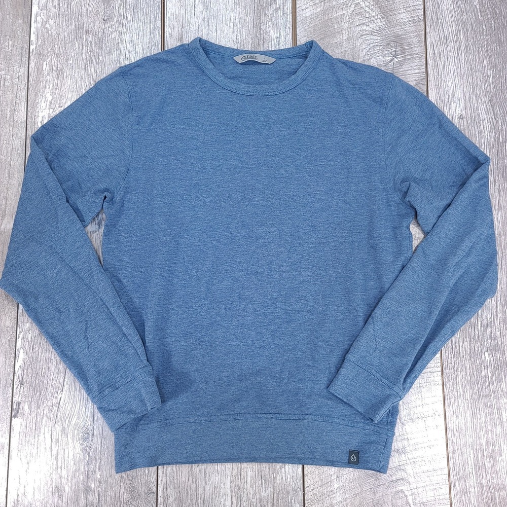 Tasc Mens Bamboo Crewneck Size Small Blue French Terry Performance Varsity